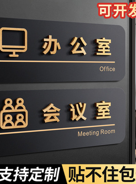 会议室门牌定制办公室标识牌公司学校医院部门门口科室牌2025年新款亚克力总经理董事长财务会议室提示牌贴纸