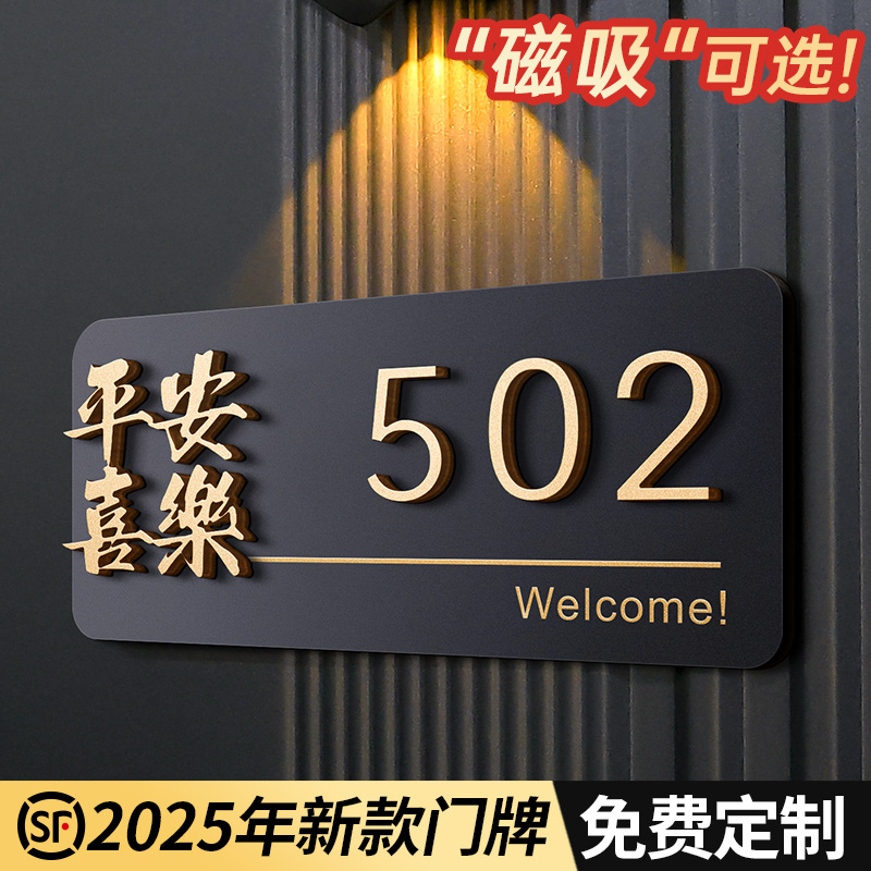 3D立体字平安喜乐门牌，支持定制