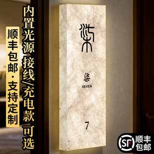 杜邦纸发光门牌号码牌家用定制住宅别墅房间入户门意式极简装饰中古风门派定做酒店饭店棋牌室包厢包间数字贴