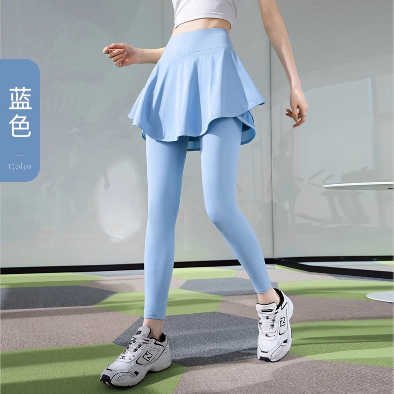 假两件运动长裤女春夏高腰防走光健身裤羽毛球服跑步瑜伽鲨鱼裤裙