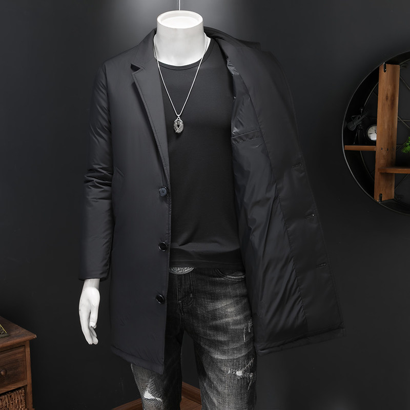 超柔超轻2025冬季新款西装领中长款羽绒服男9827-P325假模,男装西服套装,钱塘6023