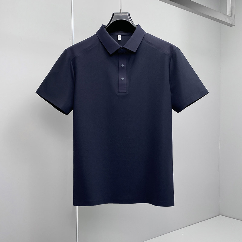 肌理感翻领2026夏季老钱新款拼接商务冰丝修身POLO衫D818-P78挂拍，男装Polo衫，钱塘6023