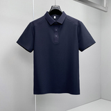 肌理感翻领2026夏季老钱新款拼接商务冰丝修身POLO衫D818-P78挂拍，男装Polo衫，钱塘6023