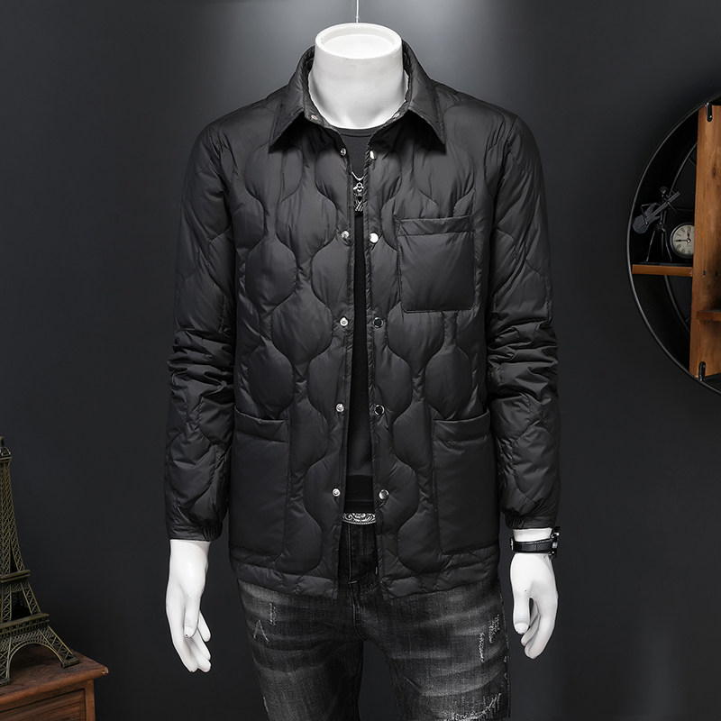 2025冬季新款男士90白鹅绒羽绒服鹅绒8891-P325有视频假模米白,男装羽绒服,钱塘6023