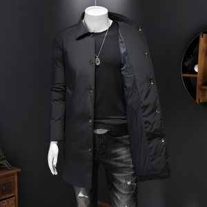 2024商务加厚新款男士中长款90白鸭绒羽绒服9819-P345假模图片