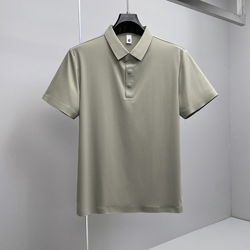 26夏季多色新款纯色商务冰丝无痕修身POLO衫翻领短袖6588-P68挂绿，男装T恤，钱塘6023