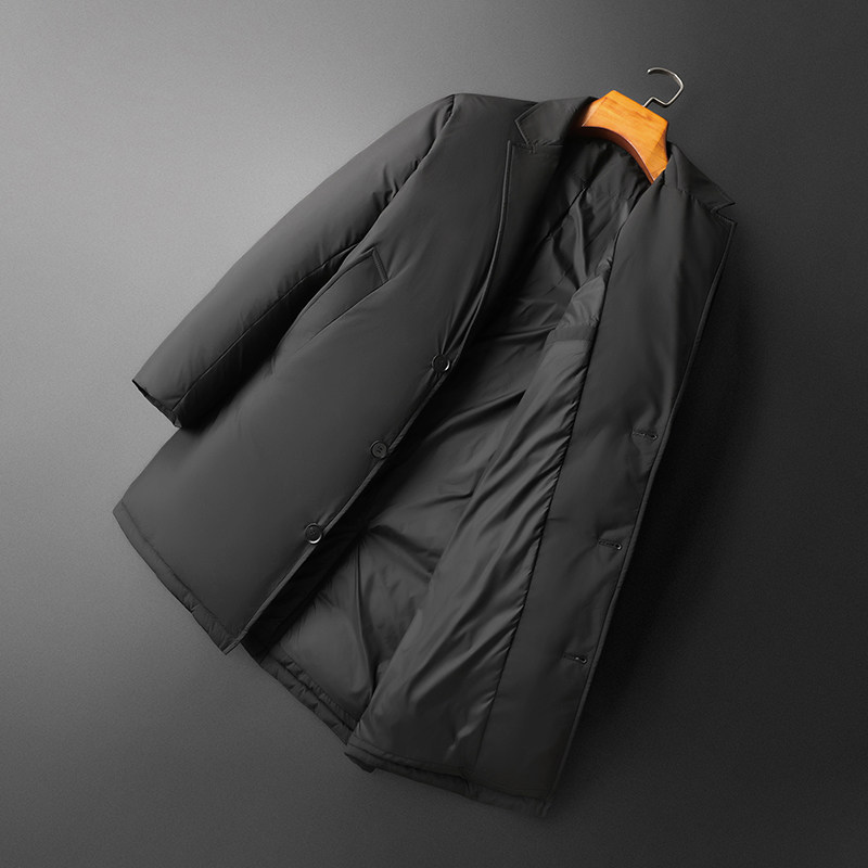超柔超轻2025冬季新款西装领中长款羽绒服男9827-P325平铺,男装西服套装,钱塘6023