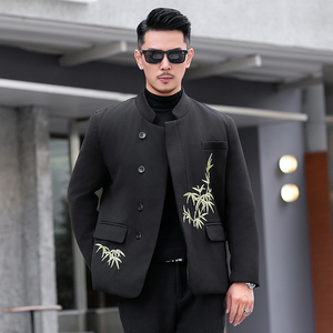 新中式2025冬季中山装新款男士90白鸭绒羽绒服9801-P275模特图片