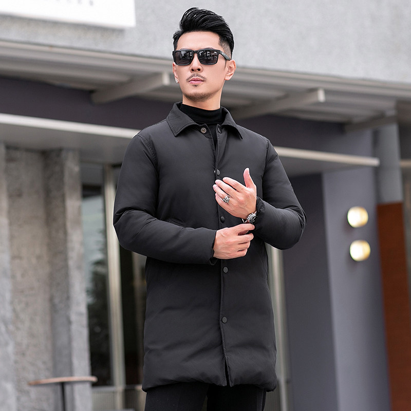2024商务加厚新款男士中长款90白鸭绒羽绒服9819-P345模特,男装羽绒服,钱塘6023