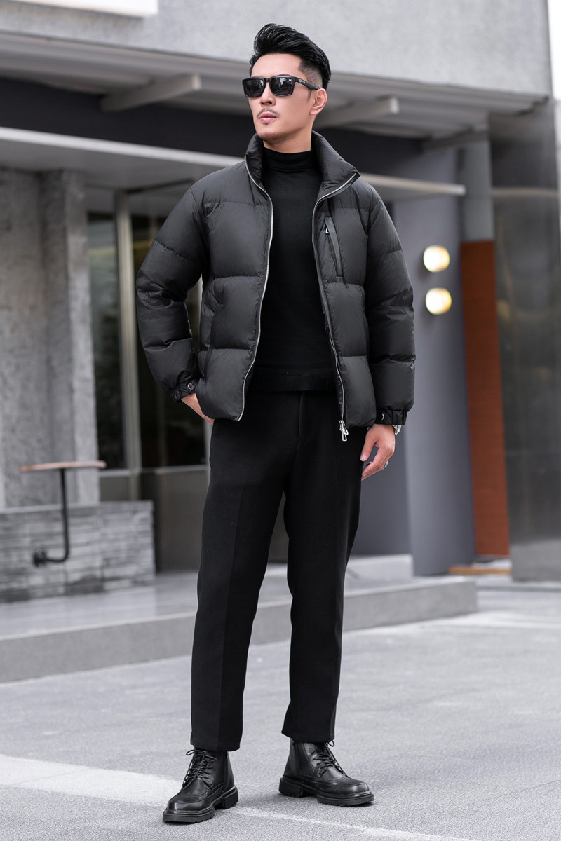 主推2024微落肩加厚皮拼接男士90白鸭绒羽绒服9821-P320模特,男装羽绒服,钱塘6023