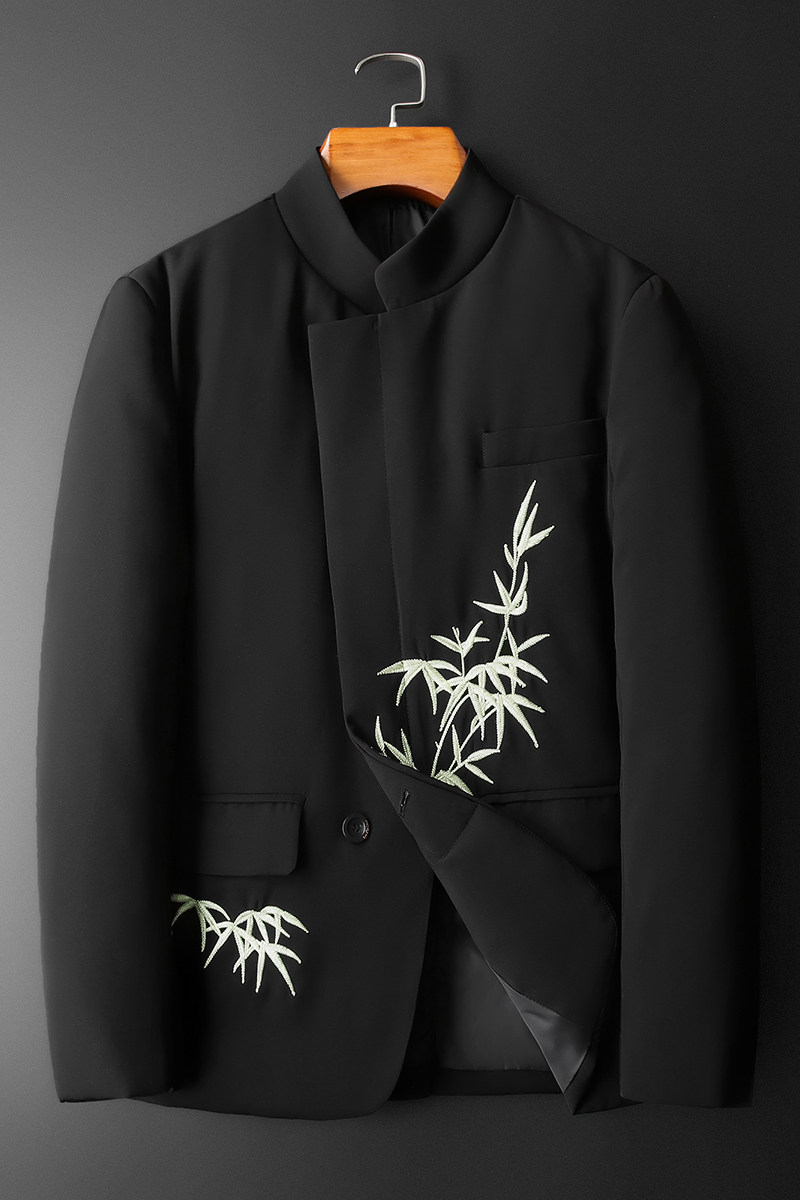 新中式2024冬季中山装新款男士90白鸭绒羽绒服9801-P275平铺,男装羽绒服,钱塘6023