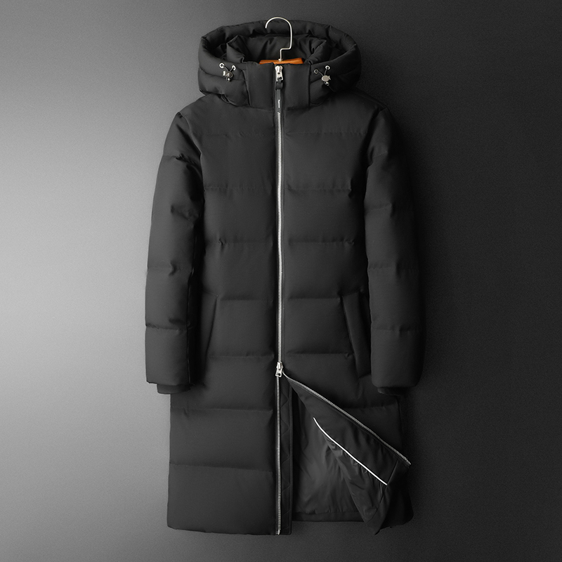 2025冬季新款TR面料长款连帽羽绒服加厚90白鸭绒9831-P425平铺，男装羽绒服，钱塘6023