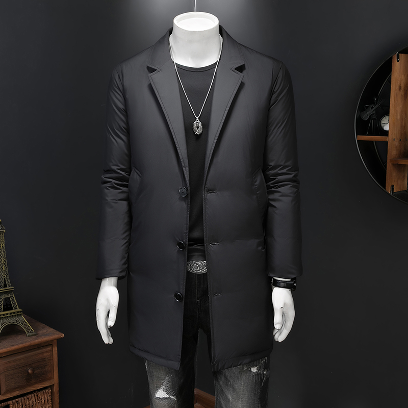 超柔超轻2025冬季新款西装领中长款羽绒服男9827-P325假模，男装西服套装，钱塘6023