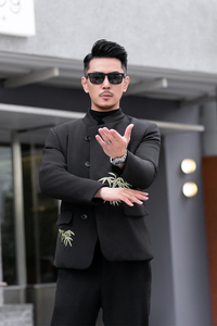 新中式2024冬季中山装新款男士90白鸭绒羽绒服9801-P275模特图片