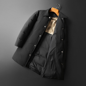 2025商务加厚新款男士中长款90白鸭绒羽绒服9819-P345平铺图片