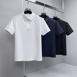 肌理感翻领2026夏季老钱新款拼接商务冰丝修身POLO衫D818-P78挂拍，男装Polo衫，钱塘6023