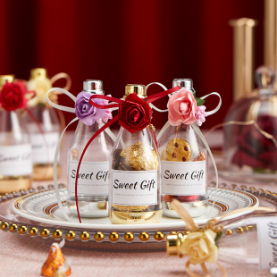煜天 香槟酒瓶喜糖盒子伴手礼盒创意婚礼塑料盒ins亚克力瓶子