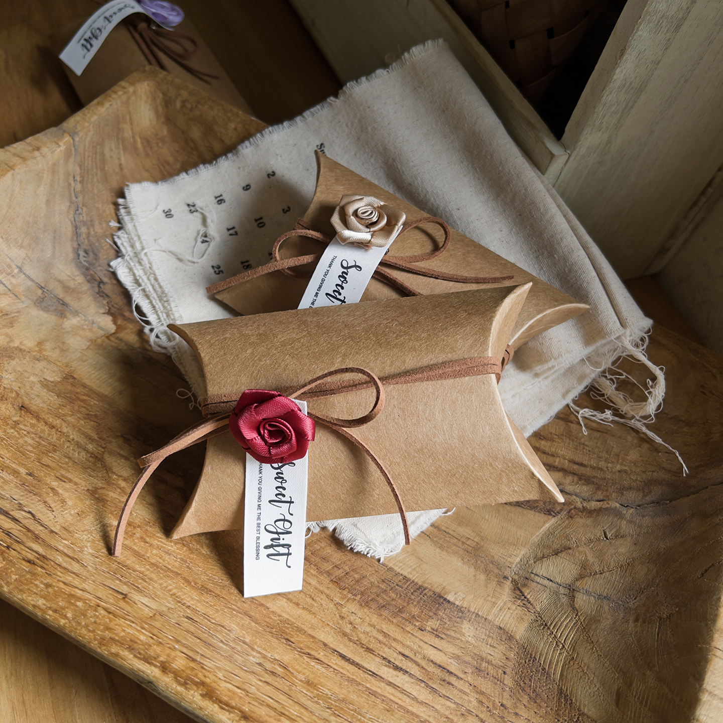 复古牛皮纸玫瑰花喜糖盒森系欧式创意伴手礼盒糖果盒