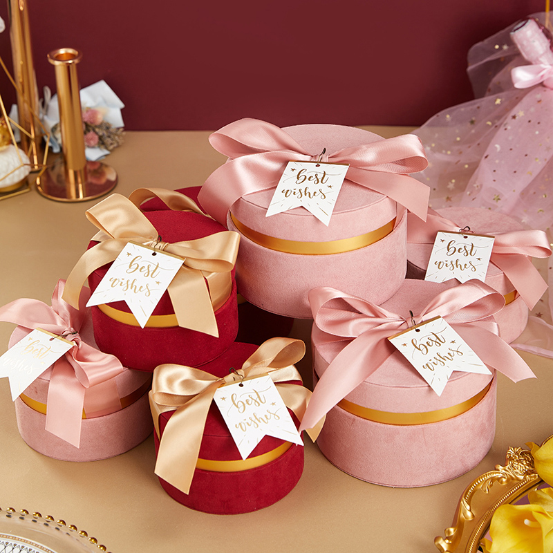 煜天圆形绒布盒小号圆筒婚礼伴娘