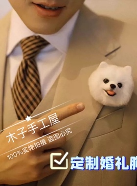 羊毛毡纯手工照片定制宠物狗狗猫猫胸针胸花婚礼私人定制