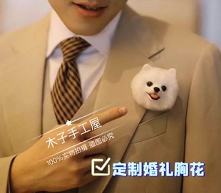 羊毛毡纯手工照片定制宠物狗狗猫猫胸针胸花婚礼私人定制