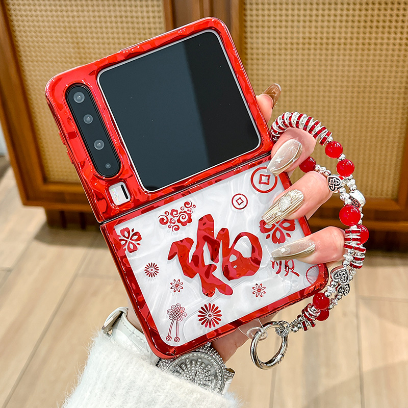 新年福适用华为purax手机壳NovaflipS折叠屏小米MIX Flip荣耀magicVFlip2红三星zflip7手链N3flip防摔pocket2