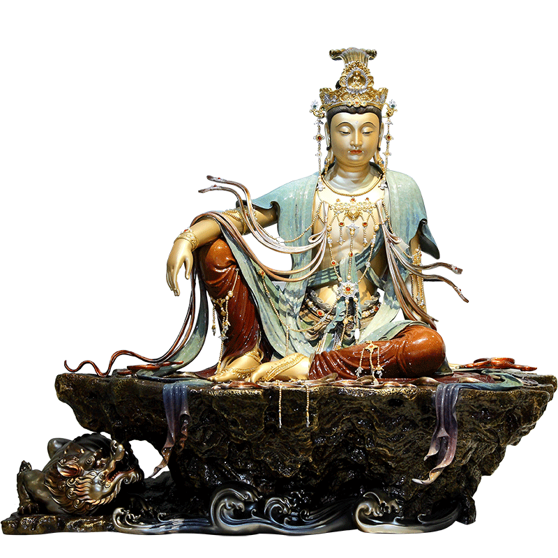 水月观音摆件纯铜供奉工艺
