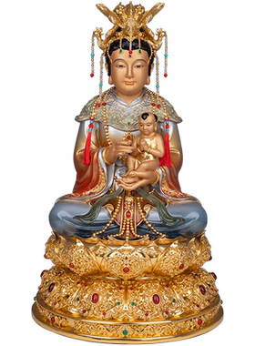 琉晶彩铜贴金三宵娘娘摆件