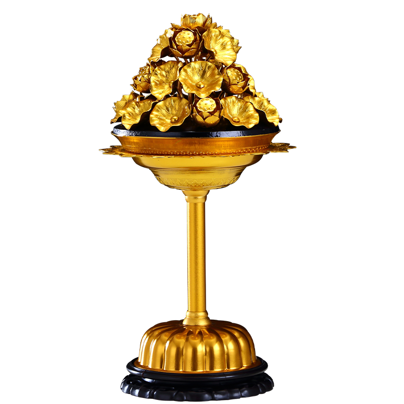 仿真鎏金莲花供佛前的用品莲花灯