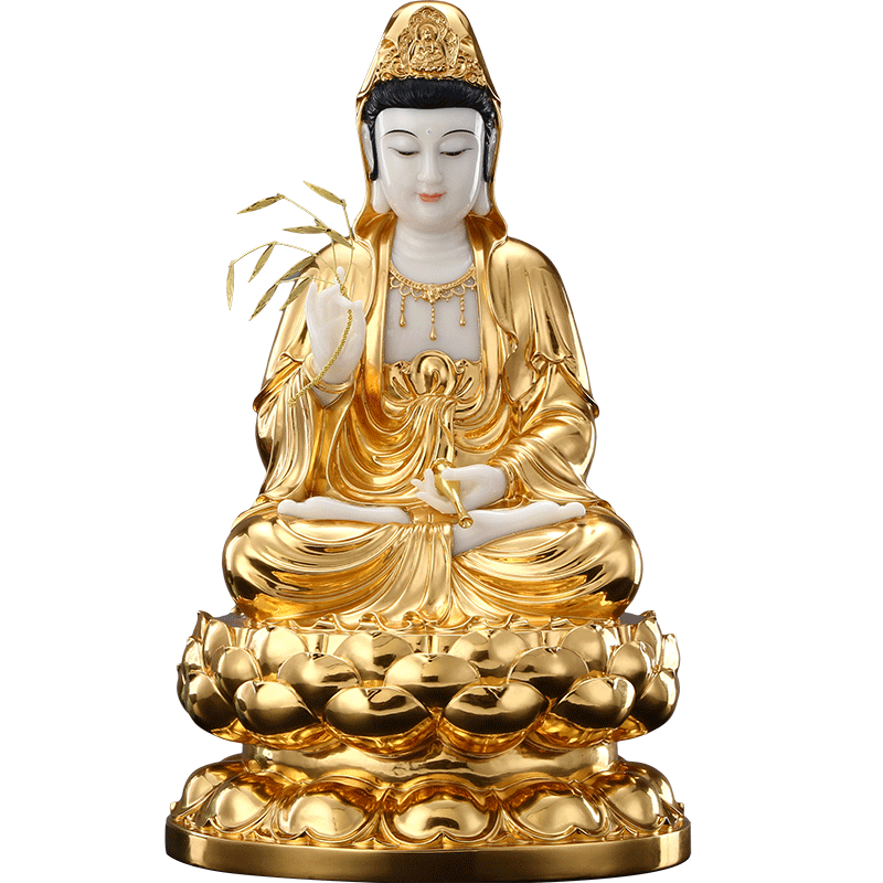 玉石贴金观世音南海观音菩萨
