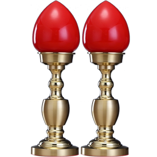 黄铜波灯佛灯佛前插电蜡烛灯供财神爷供奉关公财神灯佛堂供灯一对