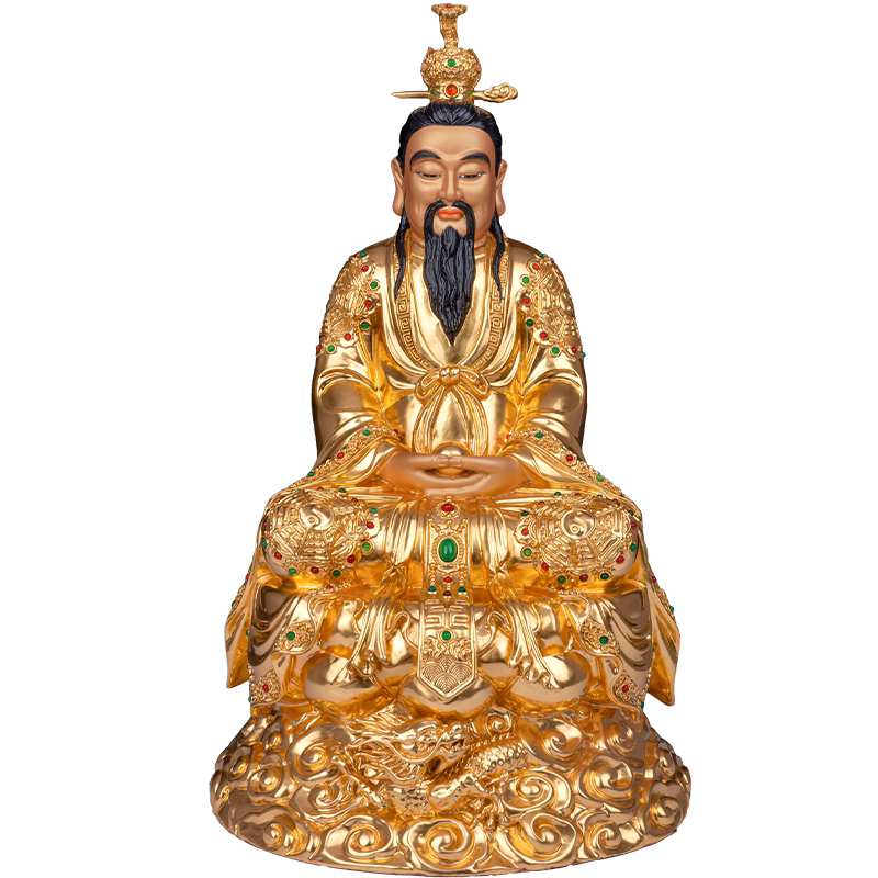 圆通工艺铜贴金三清祖师爷摆件