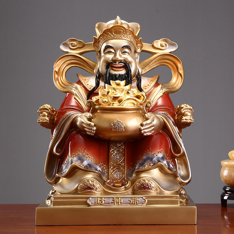 纯铜财神像 供奉家用文财神店铺财神爷摆件 招财店铺供台开业礼品