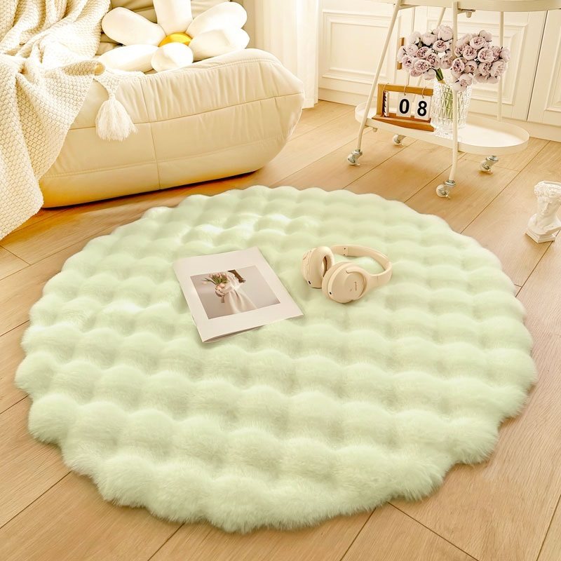 冬季奶油风兔毛绒圆形地毯懒人单人沙发圆地垫客厅梳妆台床边地毯