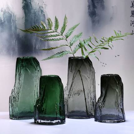 轻奢简约创意中国风玻璃花瓶客厅餐桌水养插鲜花干花网红花瓶摆件