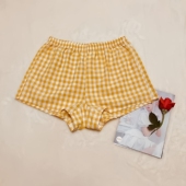 格子简约梭织无弹力宽松居家睡裤 女士内裤 纯棉防勒透气平角阿罗裤