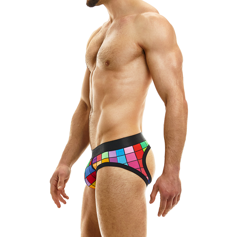 MV彩色格子柔软透气提臀后空内裤