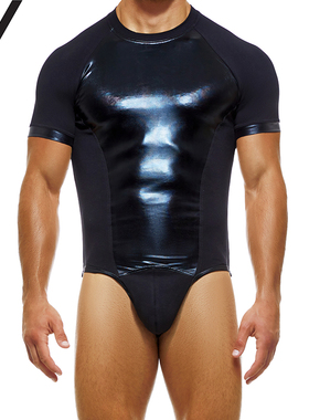 MODUS VIVENDI 立体囊袋仿皮乳胶提臀性感男士连体双丁内裤 11282