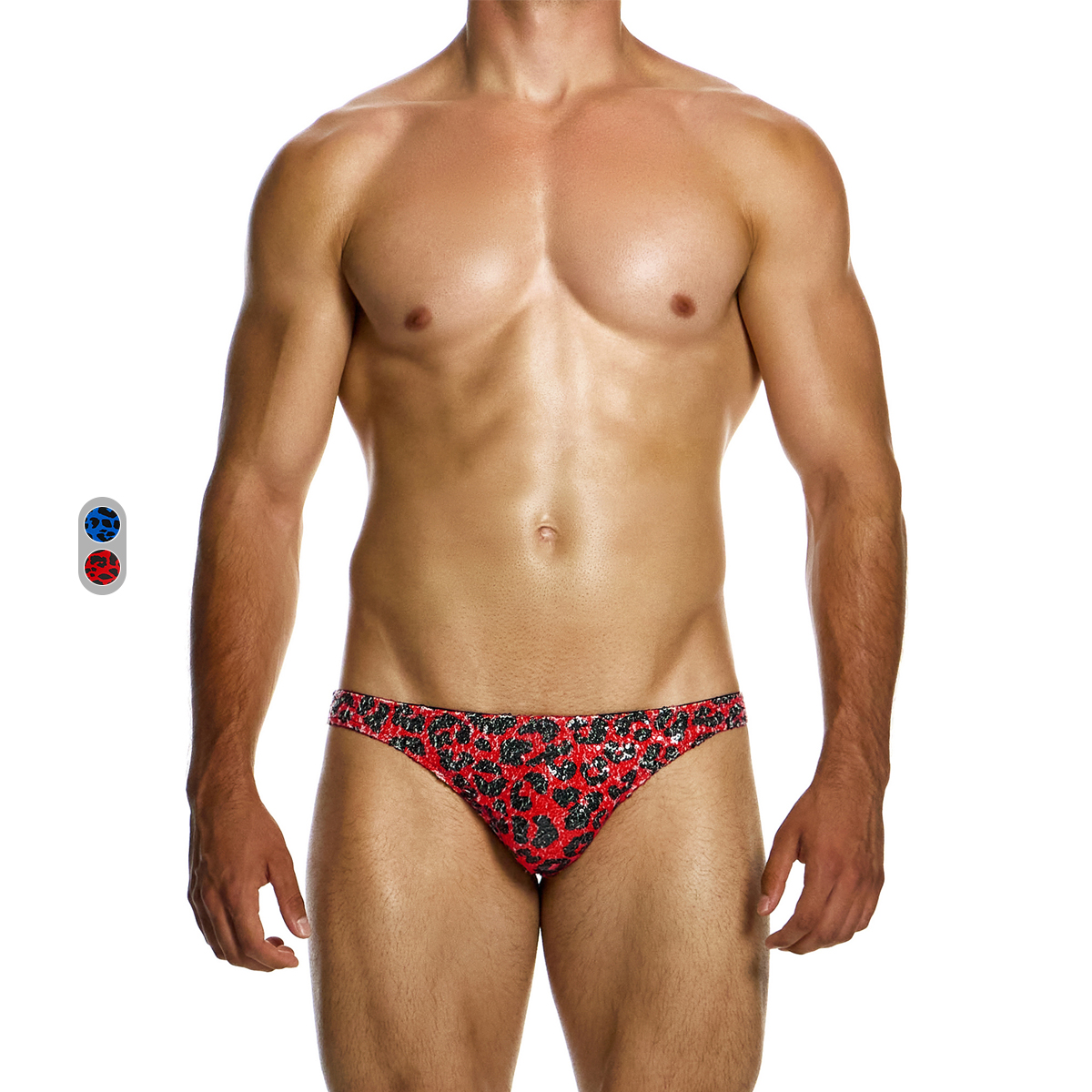 MV奢华亮片撞色豹纹低腰三角内裤