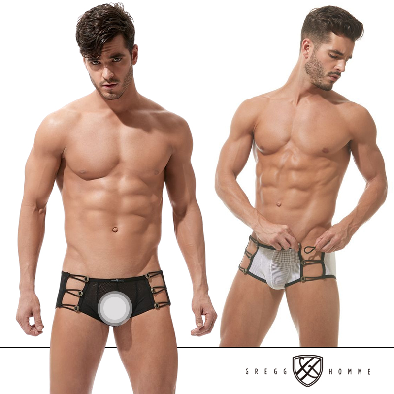 GH系扣透视网眼低腰性感平角内裤