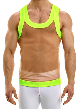 MODUS VIVENDI 透气舒适透视性感修身居家运动男士圆领背心09331