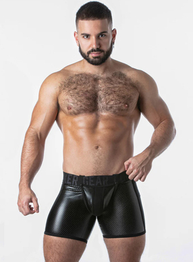 LOCKER GEAR 拆卸拉链平角内裤 透气仿皮网眼性感低腰运动 LK0128