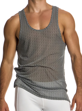 MODUS VIVENDI 男士无袖背心 修身柔软性感透视网纱 04532
