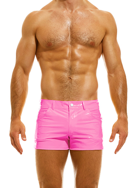 MODUS VIVENDI 紧身修身柔软舒适性感低腰PU男士三分短裤08062