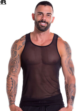 【现货】JOR 网纱透气无袖运动性感透薄修身时尚男士背心0886