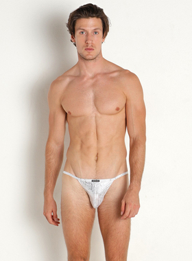 MANSTORE 立体囊袋性感闪耀渐变蛇纹低腰男士三角内裤2-11972