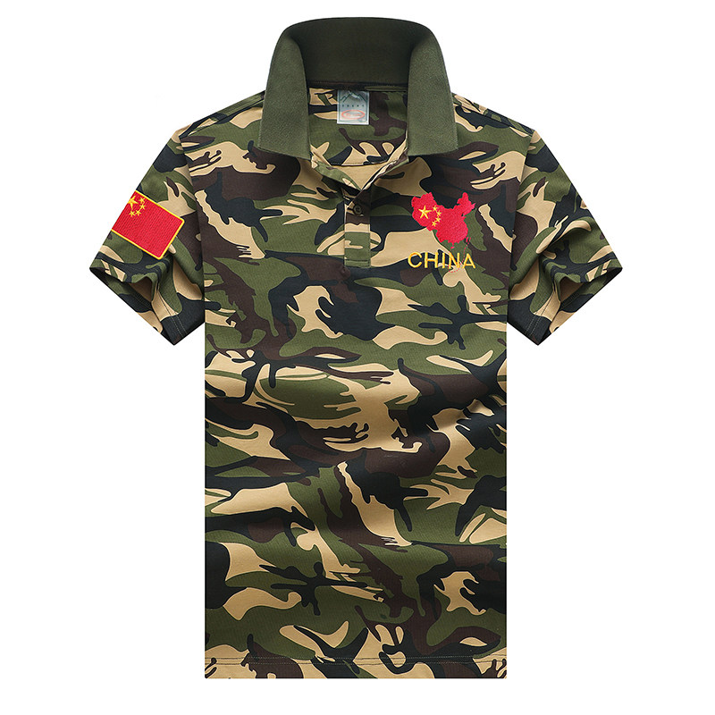 迷彩短袖t恤加大码男夏季宽松海魂衫半袖上衣军迷翻领Polo衫定制