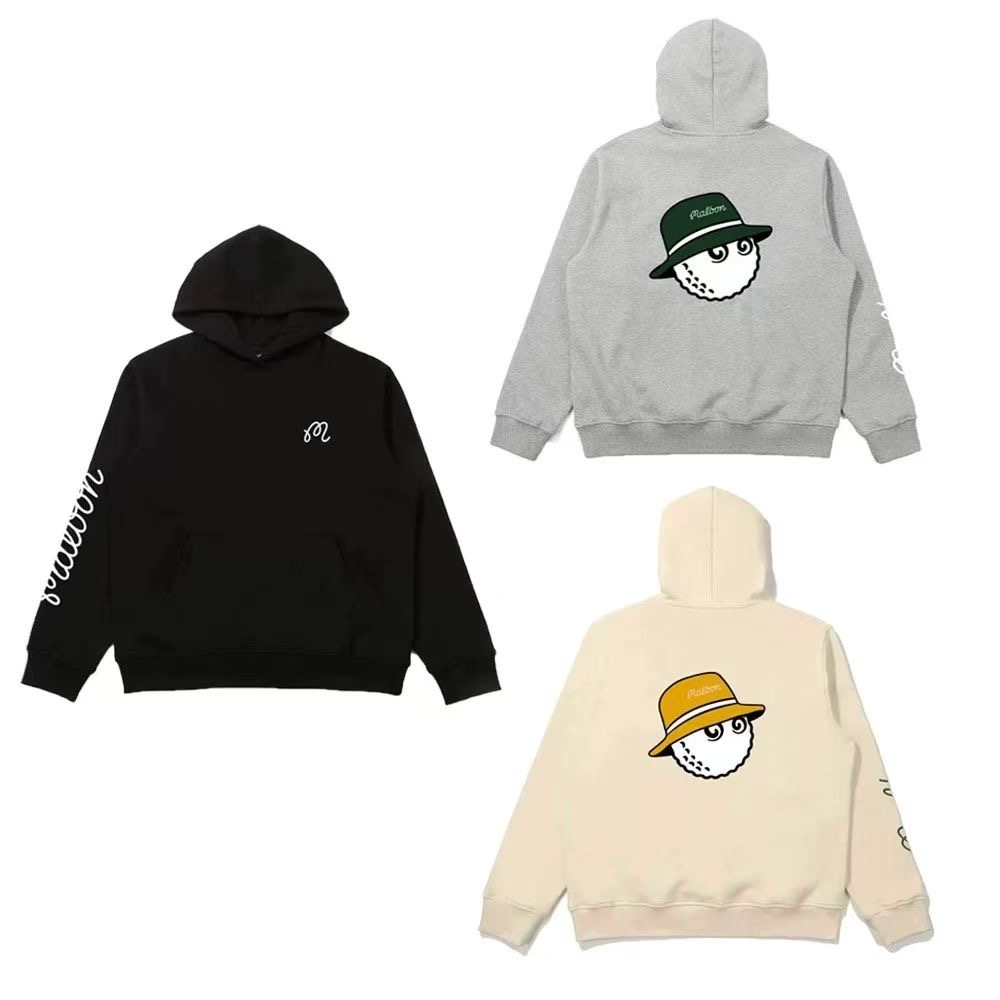 2025新款韩国malbon高尔夫男女秋冬连帽卫衣加绒加厚保暖外套训练