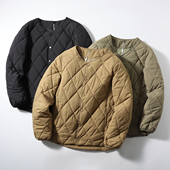 棉服外套 秋冬男圆领菱格绗棉保暖夹克式 复古绗缝夹克 轻盈蓬松