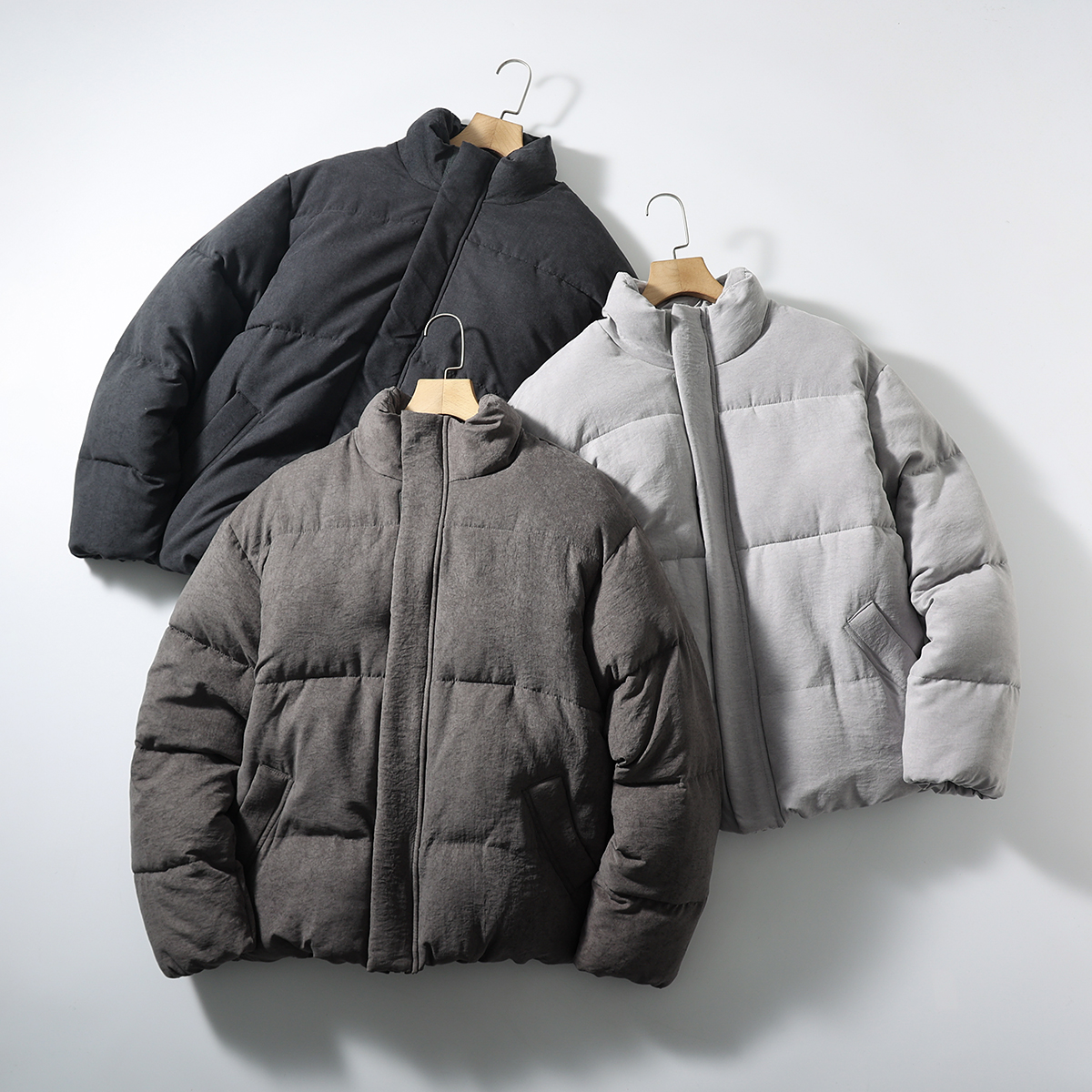 复古桃皮蓬松保暖立领防风棉服男